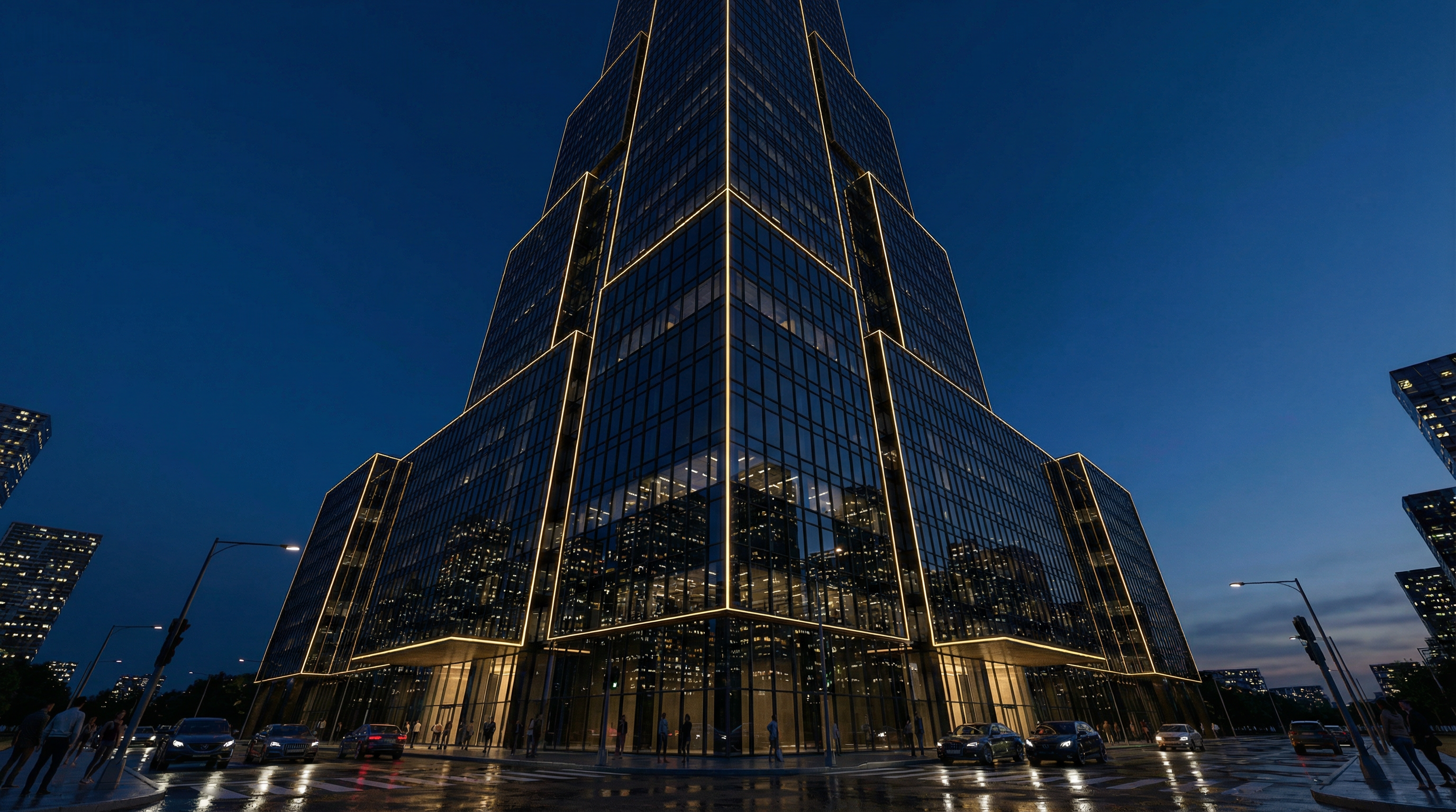 Modern skyscraper looking up